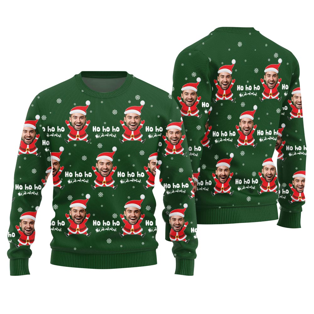 Ho Ho Ho Personalized Face Ugly Holiday Sweater