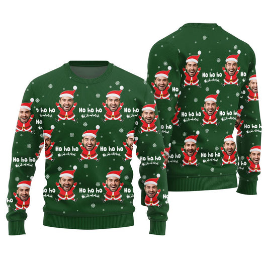 Ho Ho Ho Personalized Face Ugly Holiday Sweater
