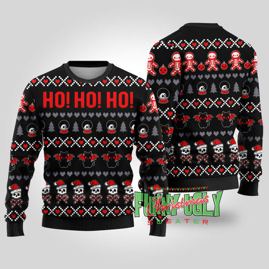 Ho Ho Ho Spooky Funny Christmas Sweater Black