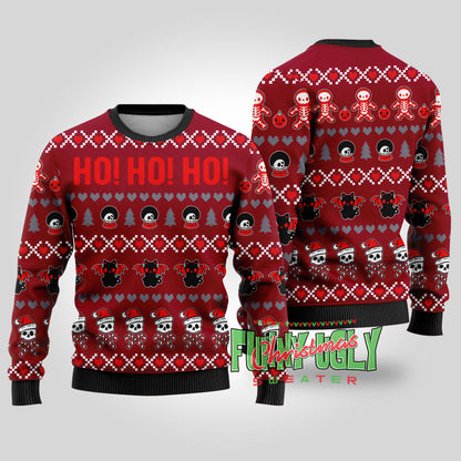 Ho Ho Ho Spooky Funny Christmas Sweater Cardinal Red