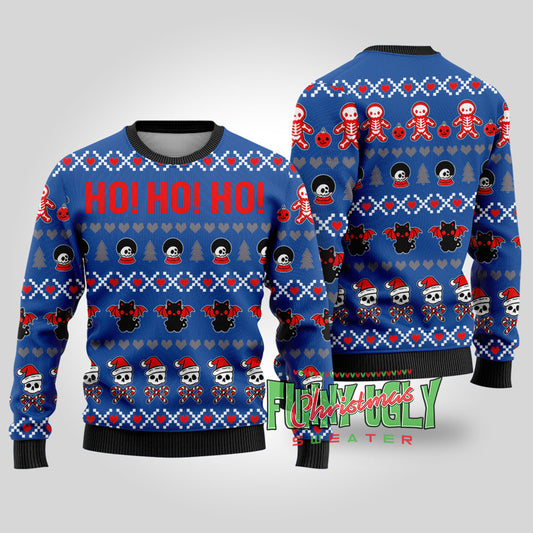 Ho Ho Ho Spooky Funny Christmas Sweater Royal