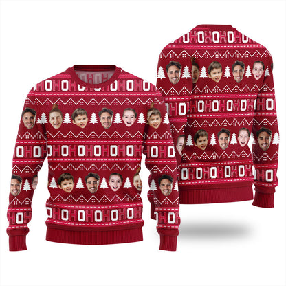 Ho Ho Ho Ugly Christmas Sweater Customize Faces Women