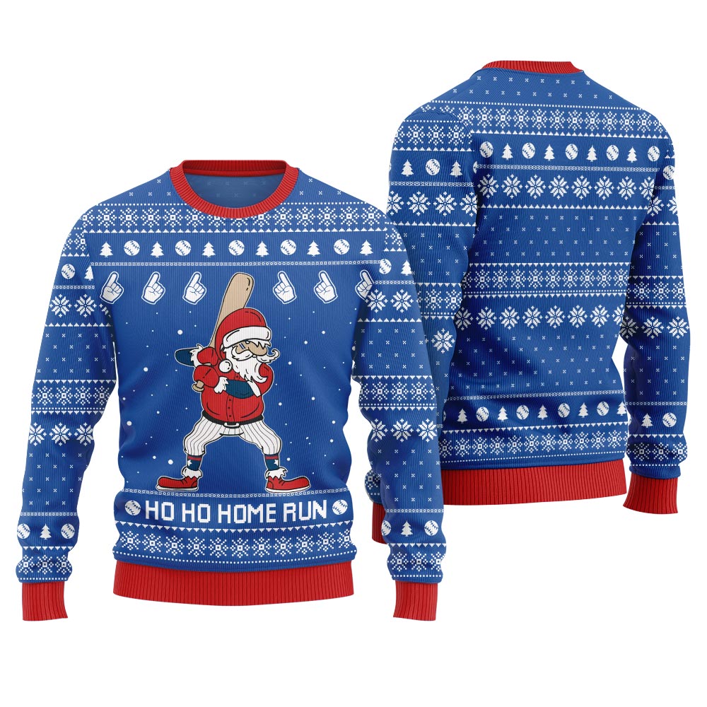 Ho Ho Home Run Funny Baseball Christmas Sweater