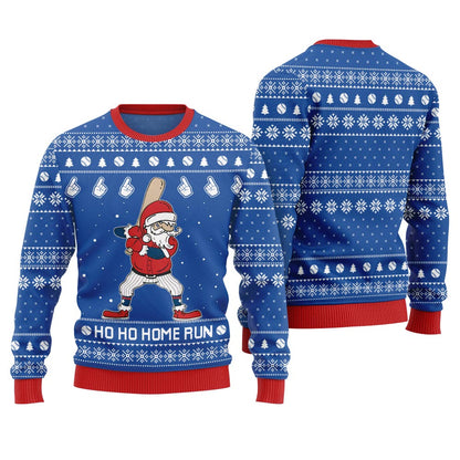 Ho Ho Home Run Funny Baseball Christmas Sweater