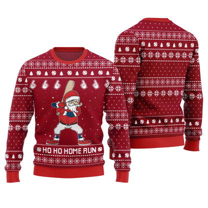 Ho Ho Home Run Funny Baseball Christmas Sweater