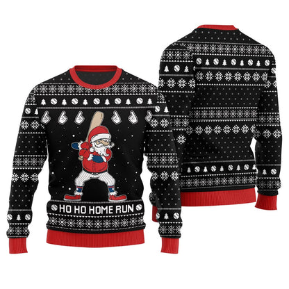 Ho Ho Home Run Funny Baseball Christmas Sweater