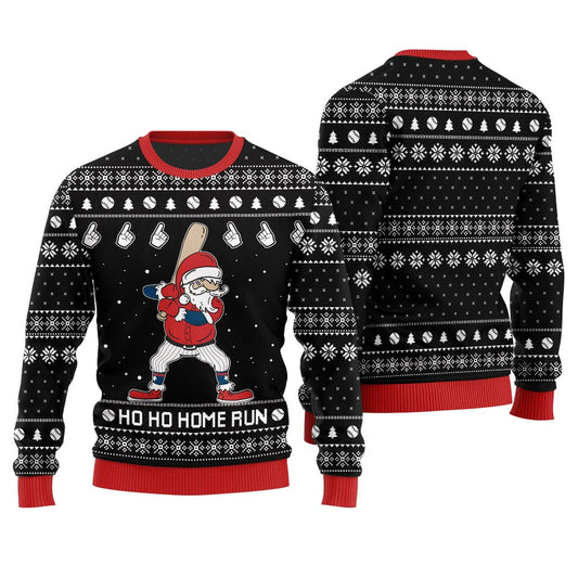 Ho Ho Home Run Funny Baseball Christmas Sweater