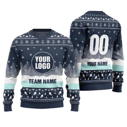 Hockey Ugly Christmas Sweater With Custom Logo