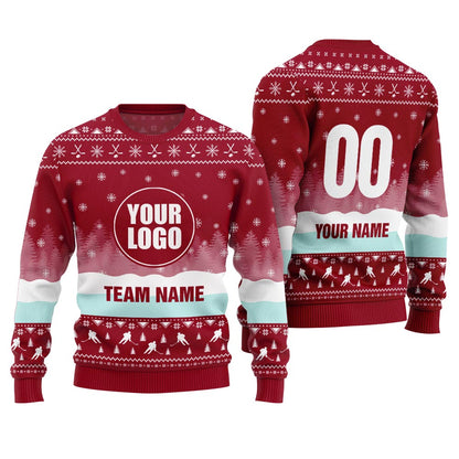 Hockey Ugly Christmas Sweater With Custom Logo