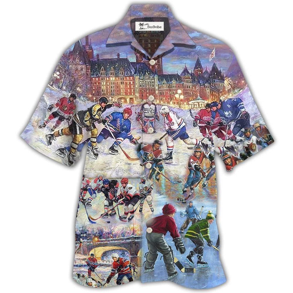 Hawaiian Shirt / Adults / S Ice Hockey Colorful Night - Hawaiian Shirt 