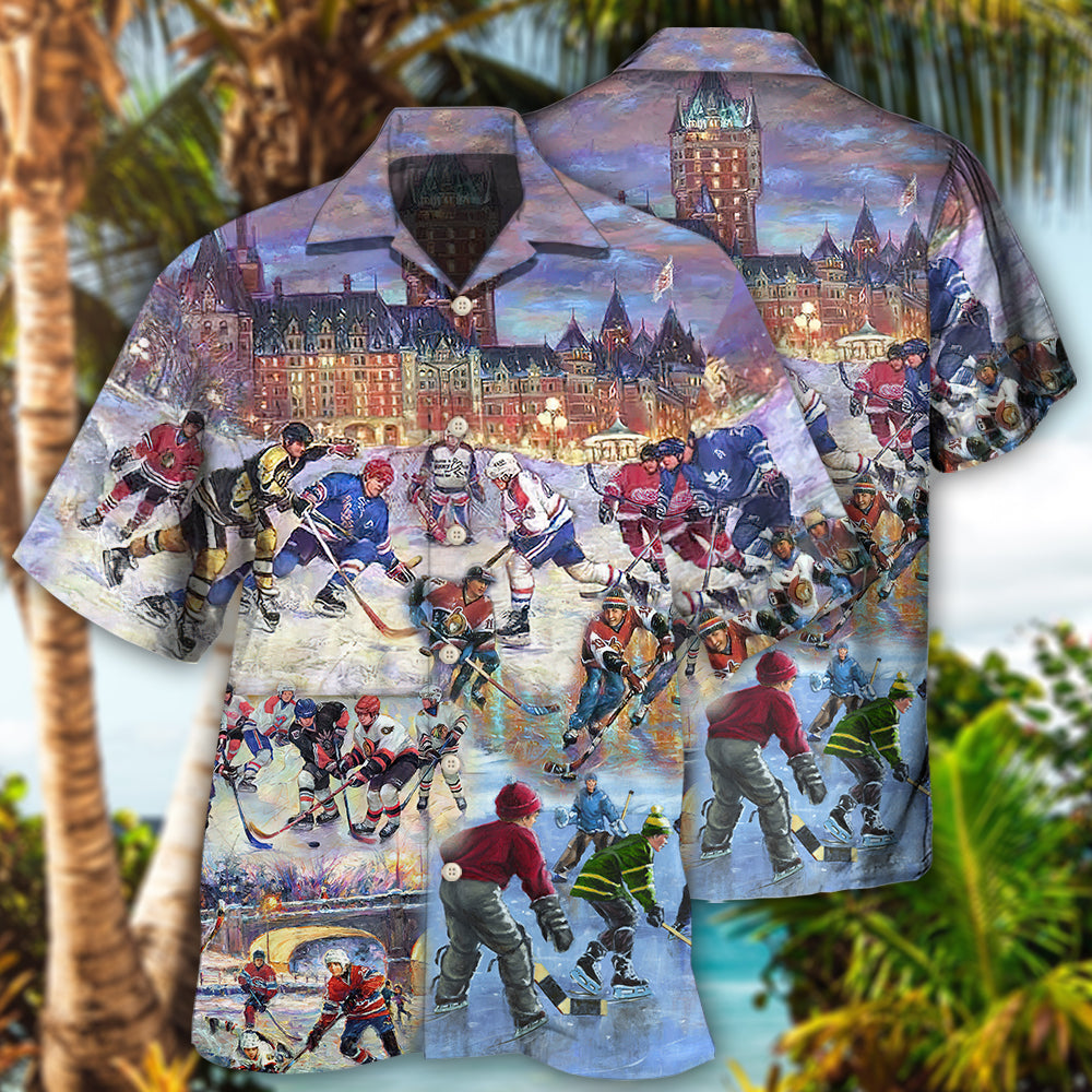 Ice Hockey Colorful Night - Hawaiian Shirt 