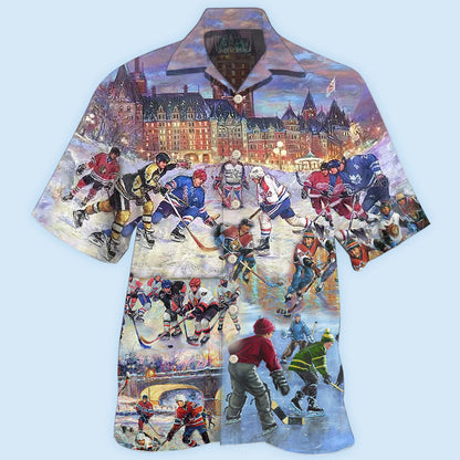 Ice Hockey Colorful Night - Hawaiian Shirt 
