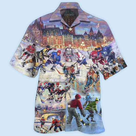 Ice Hockey Colorful Night - Hawaiian Shirt 