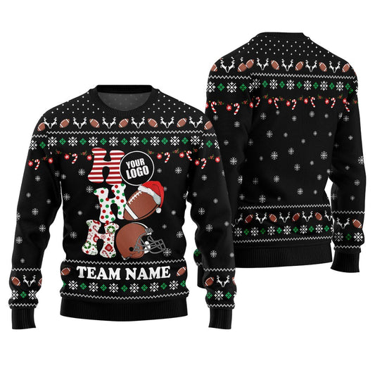 Hohoho Custom Logo And Name For Football Team Christmas Sweater
