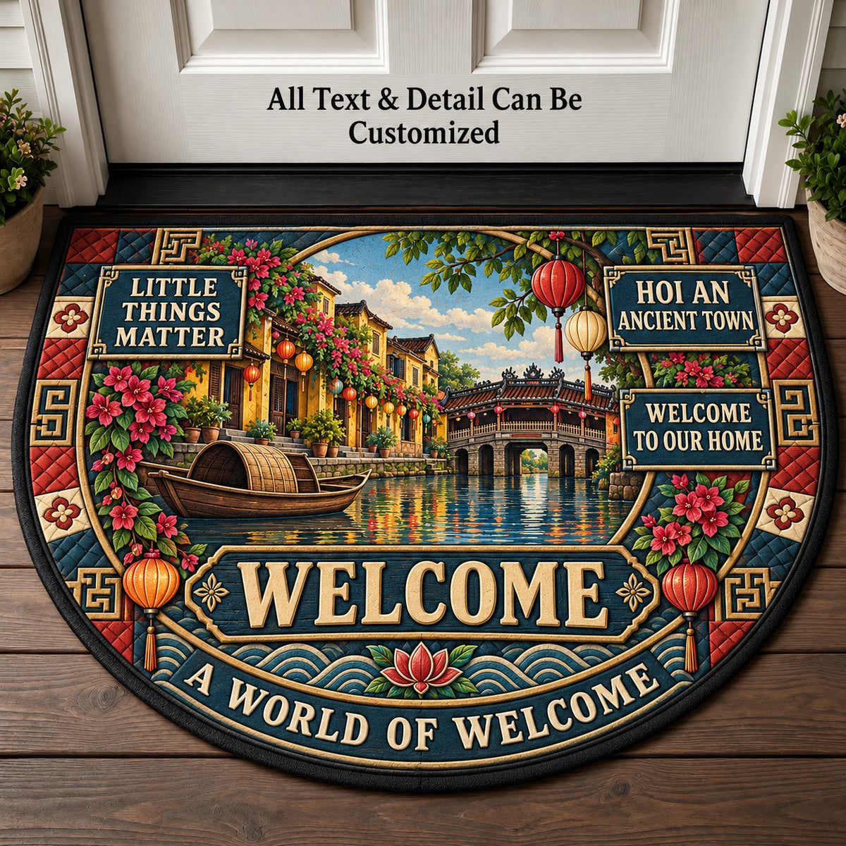 Hoi An Ancient Town Personalized Half Round Mat | 5To9Vibe