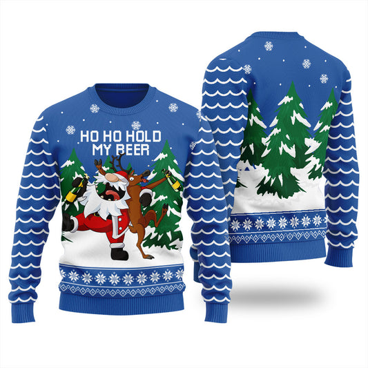 Hold My Beer Drunk Santa Reindeer Women's Ugly Sweater
