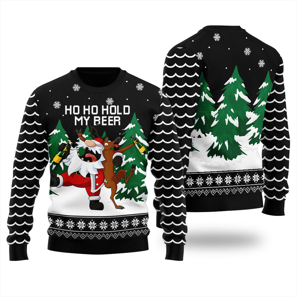 Hold My Beer Drunk Santa Reindeer Women's Ugly Sweater