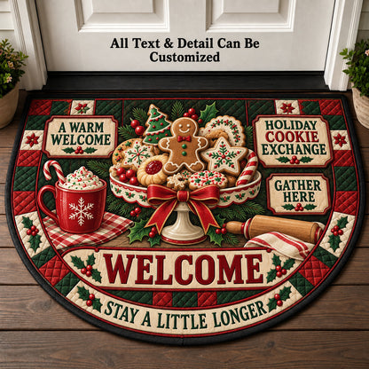 Holiday Cookie Exchange Personalized Half Round Mat | 5To9Vibe