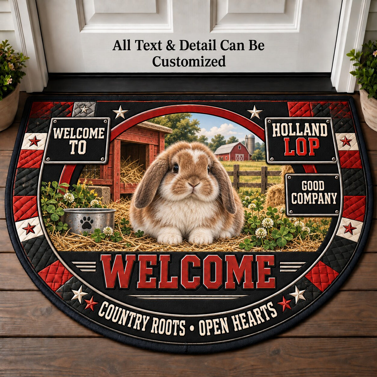 Holland Lop Personalized Half Round Mat | 5To9Vibe