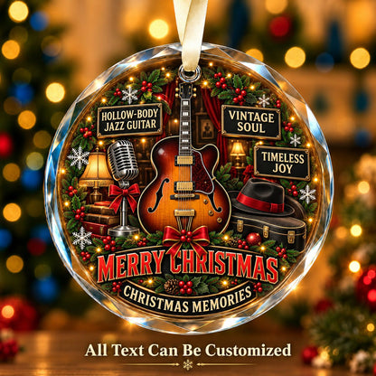 Hollow-Body Jazz Guitar Personalized Glass Ornament | 5To9Vibe