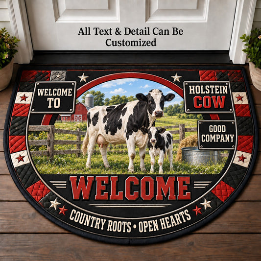 Holstein Cow Personalized Half Round Mat | 5To9Vibe