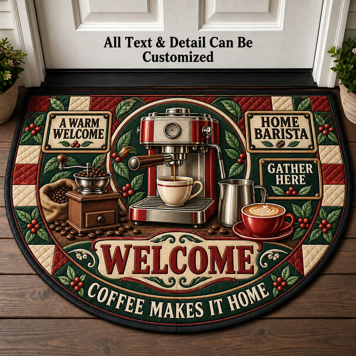Home Barista Personalized Half Round Mat | 5To9Vibe