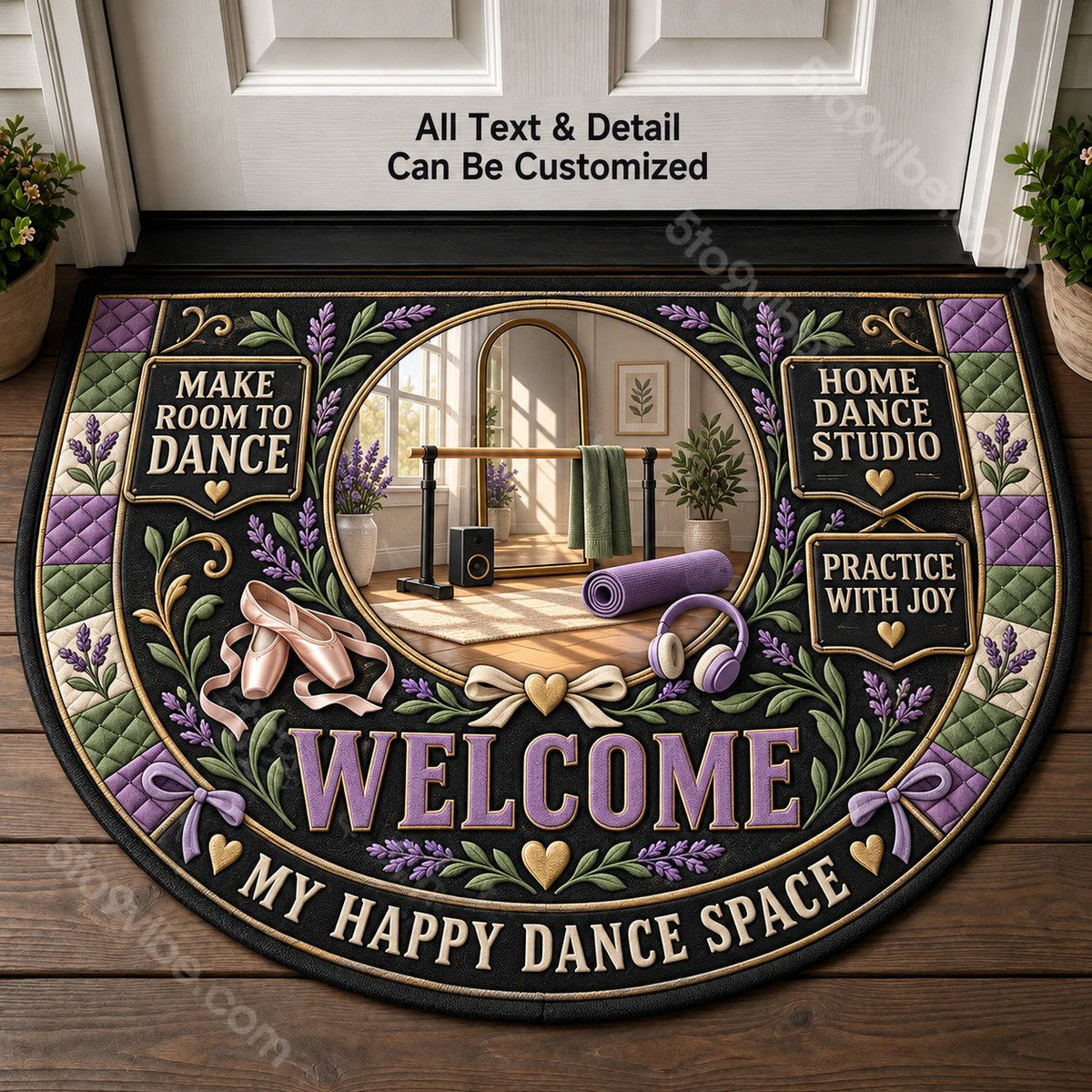 Home Dance Studio Personalized Half Round Mat | 5To9Vibe