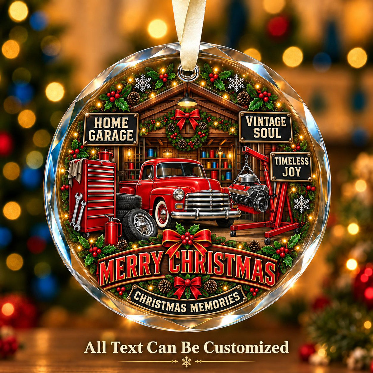 Home Garage Personalized Glass Ornament | 5To9Vibe