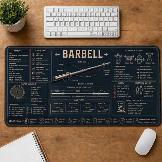 Home Gym Barbell Fitness Training Guide Desk Mat | 5To9Vibe