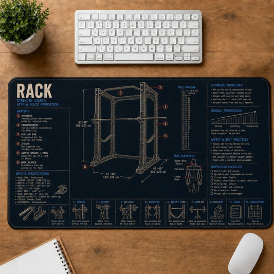 Home Gym Rack Fitness Training Guide Desk Mat | 5To9Vibe
