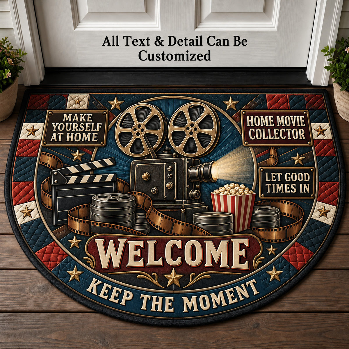 Home Movie Collector Personalized Half Round Mat | 5To9Vibe