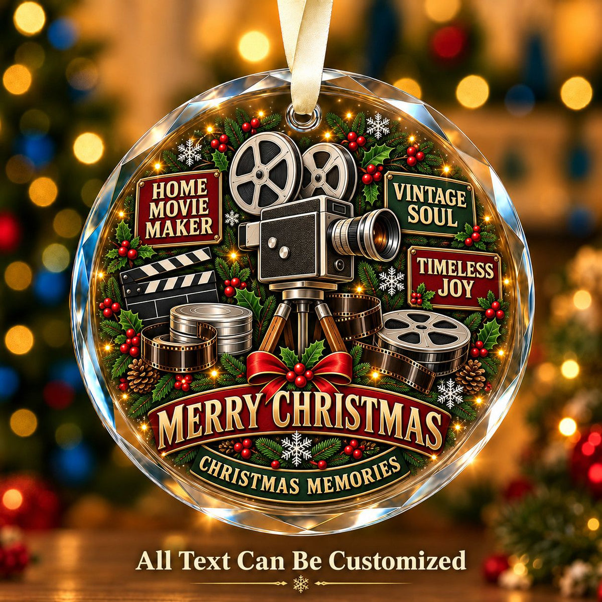 Home Movie Maker Personalized Glass Ornament | 5To9Vibe