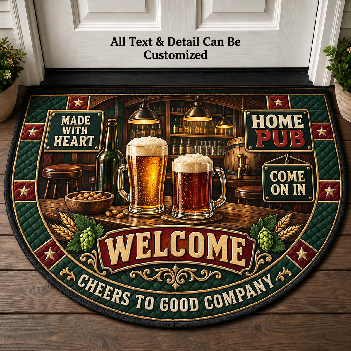 Home Pub Personalized Half Round Mat | 5To9Vibe