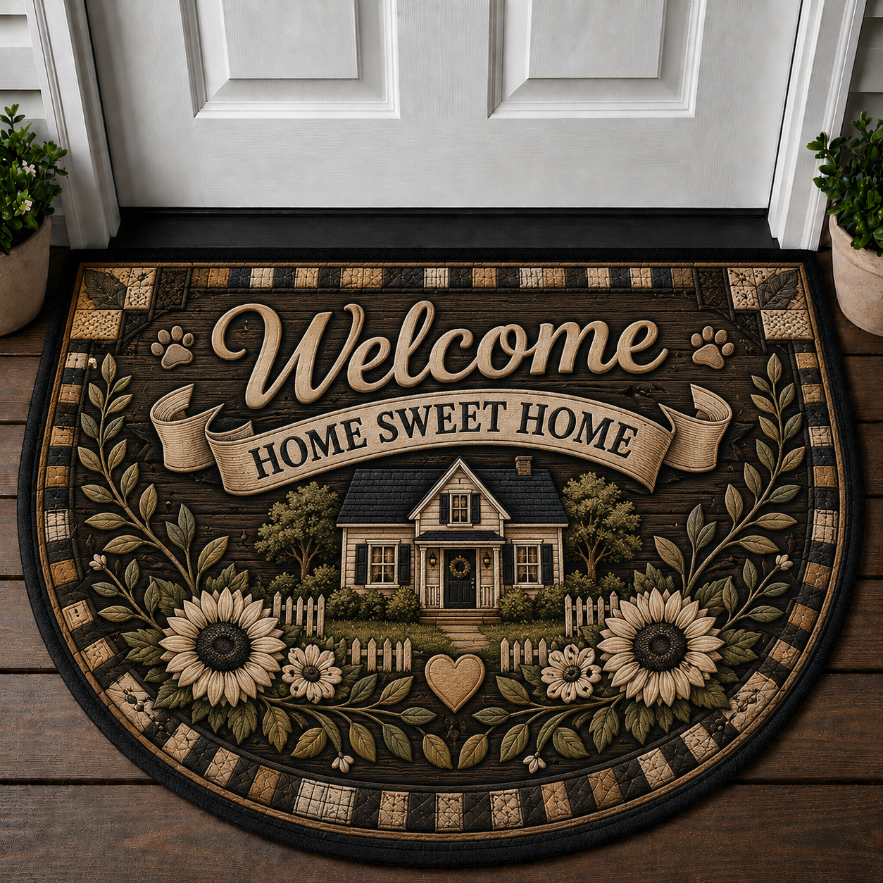 Bless This Home Doormat - Rustic Floral & House Welcome Mat - 5to9vibe