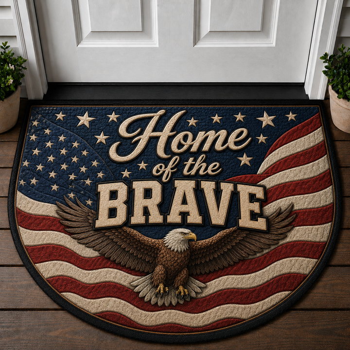 Home Of The Brave Welcome Mat - Patriotic American Pride Doormat - 5to9vibe