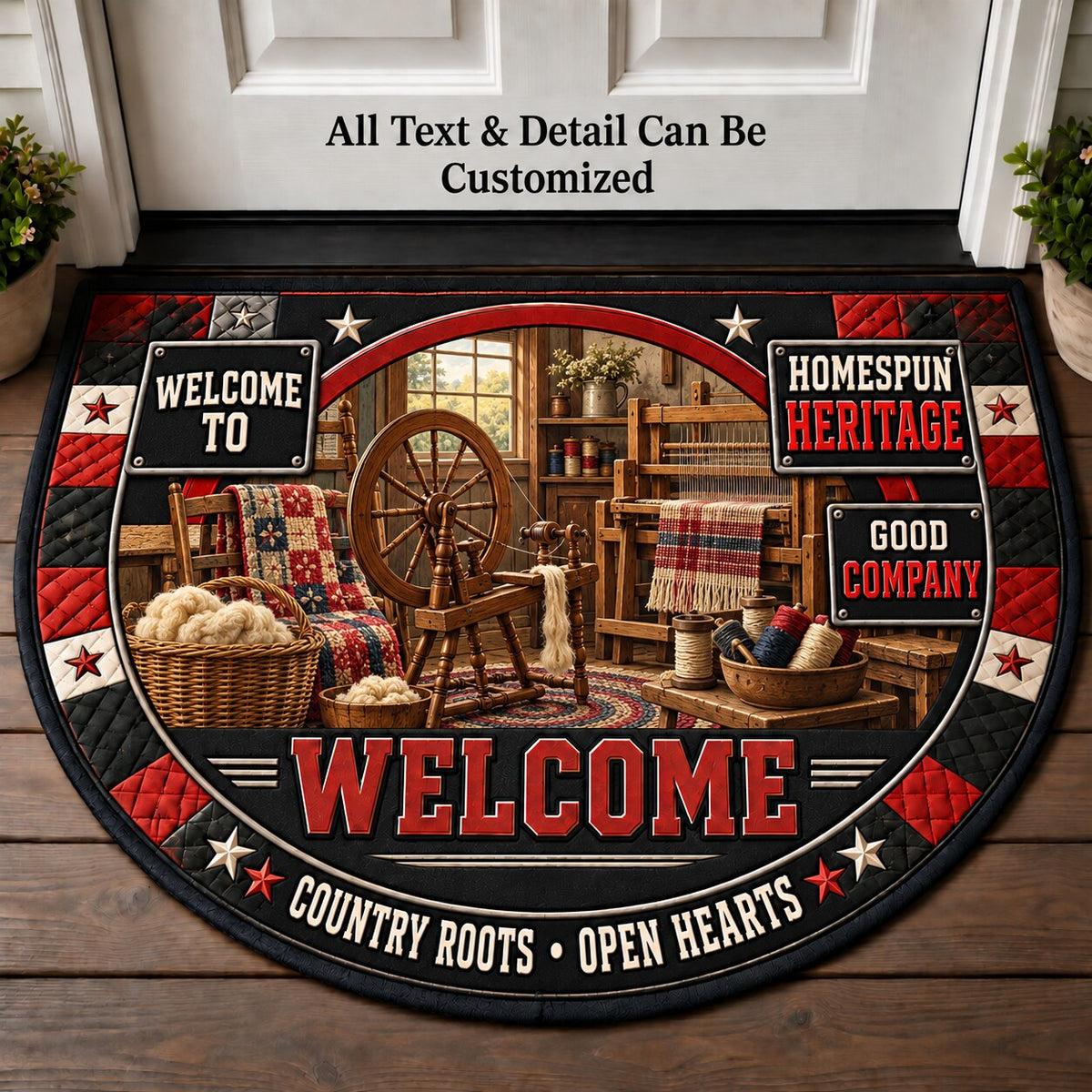 Homespun Heritage Personalized Half Round Mat | 5To9Vibe