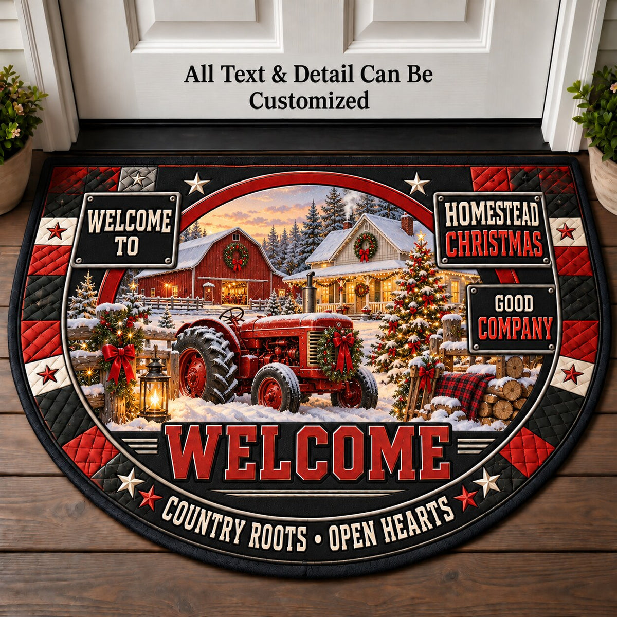 Homestead Christmas Personalized Half Round Mat | 5To9Vibe