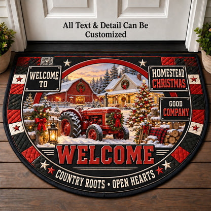 Homestead Christmas Personalized Half Round Mat | 5To9Vibe