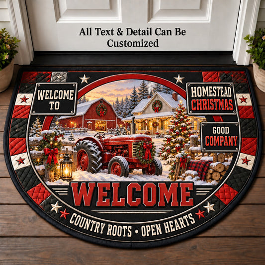 Homestead Christmas Personalized Half Round Mat | 5To9Vibe