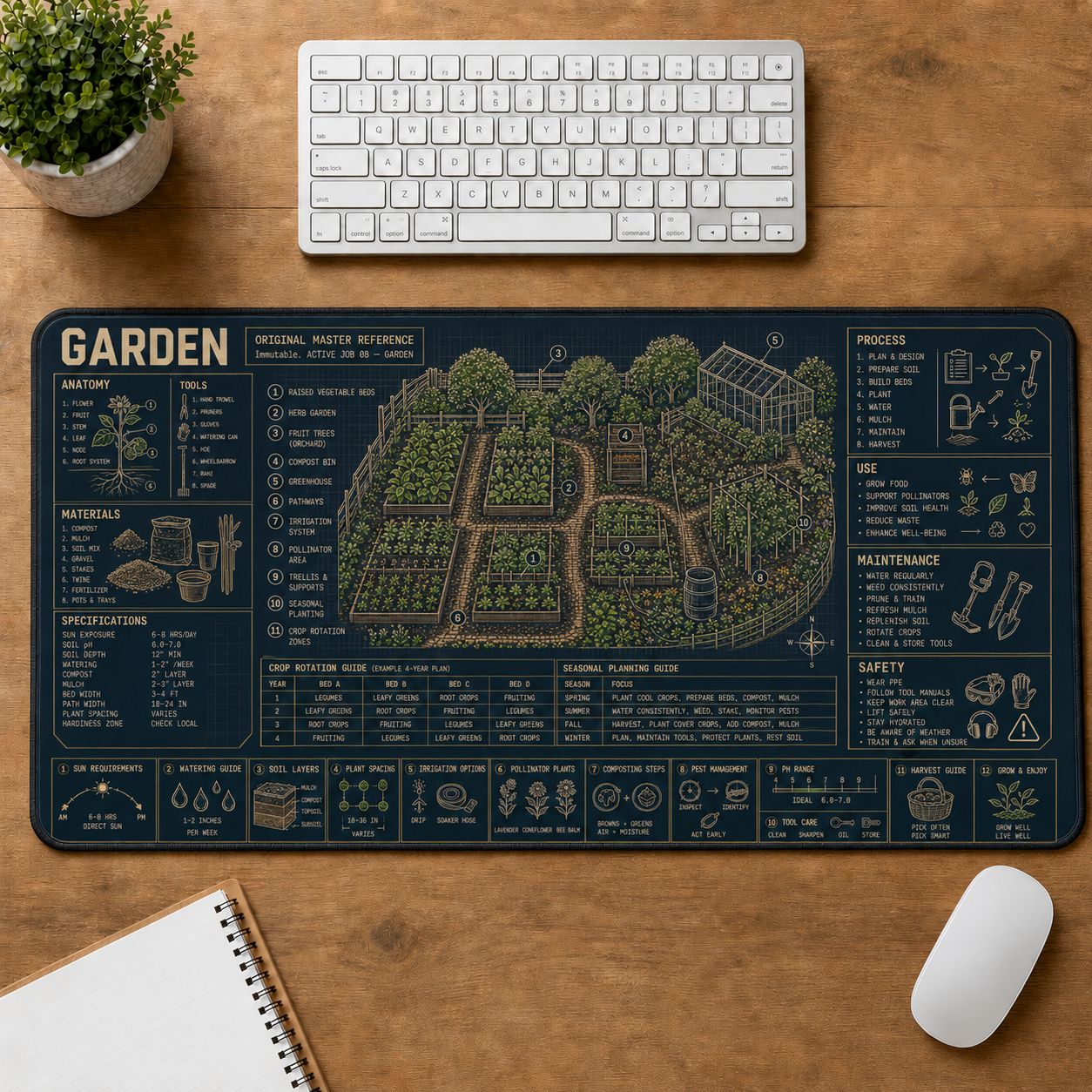 Homestead Garden Home and Workshop Technical Guide Desk Mat | 5To9Vibe