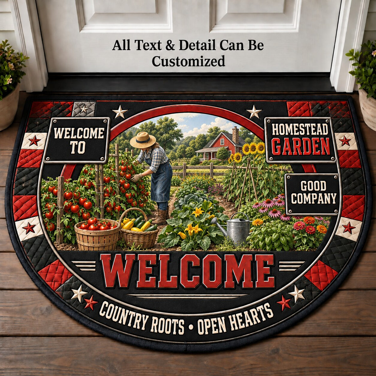 Homestead Garden Personalized Half Round Mat | 5To9Vibe