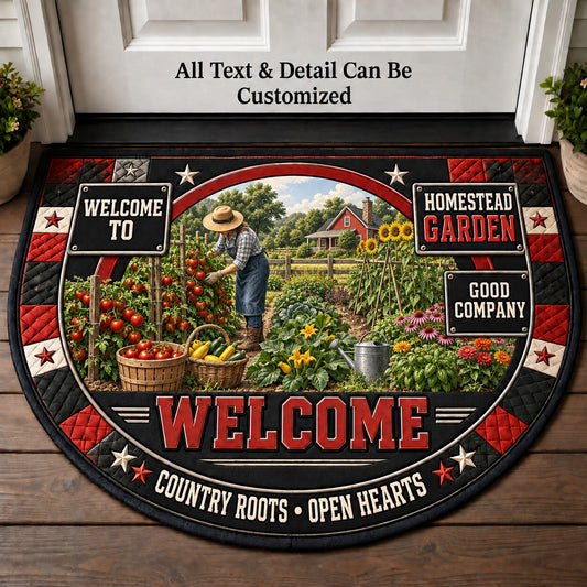 Homestead Garden Personalized Half Round Mat | 5To9Vibe