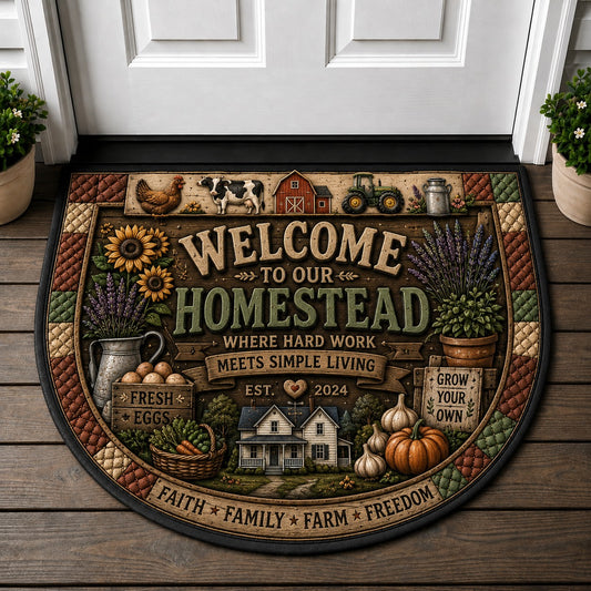 Welcome To Our Homestead Doormat - Homestead Farmhouse Rustic Welcome Mat - 5to9vibe