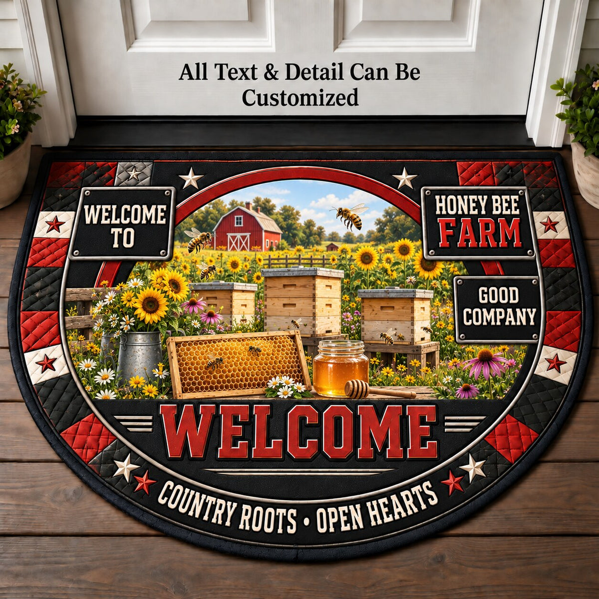 Honey Bee Farm Personalized Half Round Mat | 5To9Vibe