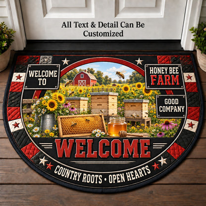 Honey Bee Farm Personalized Half Round Mat | 5To9Vibe