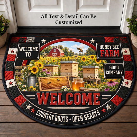 Honey Bee Farm Personalized Half Round Mat | 5To9Vibe