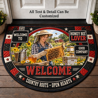 Honey Bee Lover Personalized Half Round Mat | 5To9Vibe
