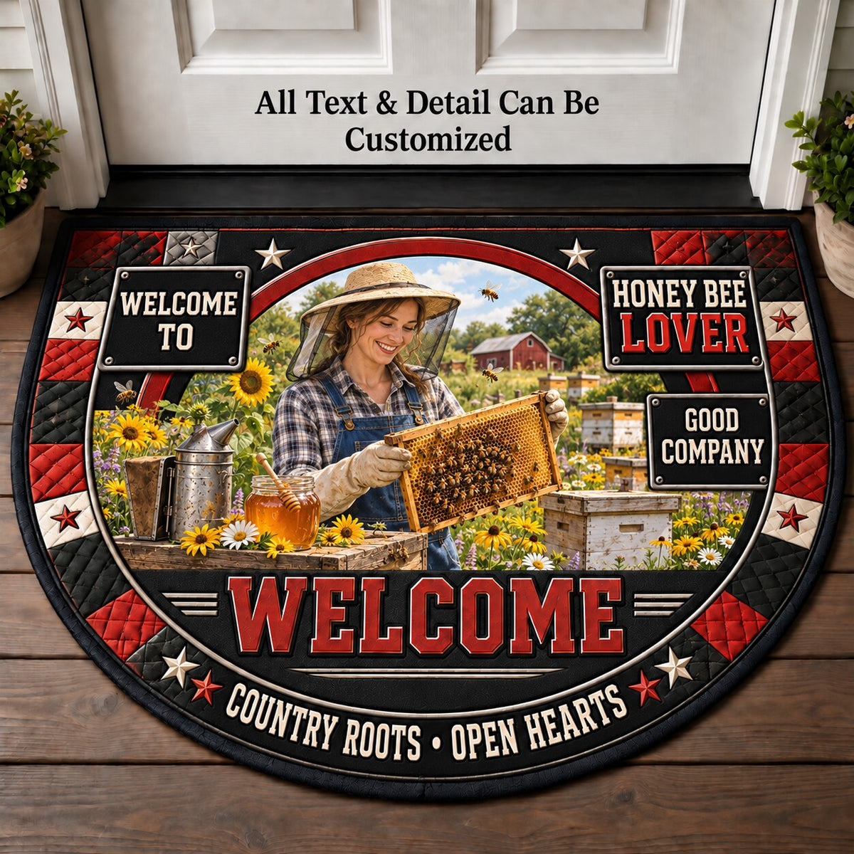 Honey Bee Lover Personalized Half Round Mat | 5To9Vibe