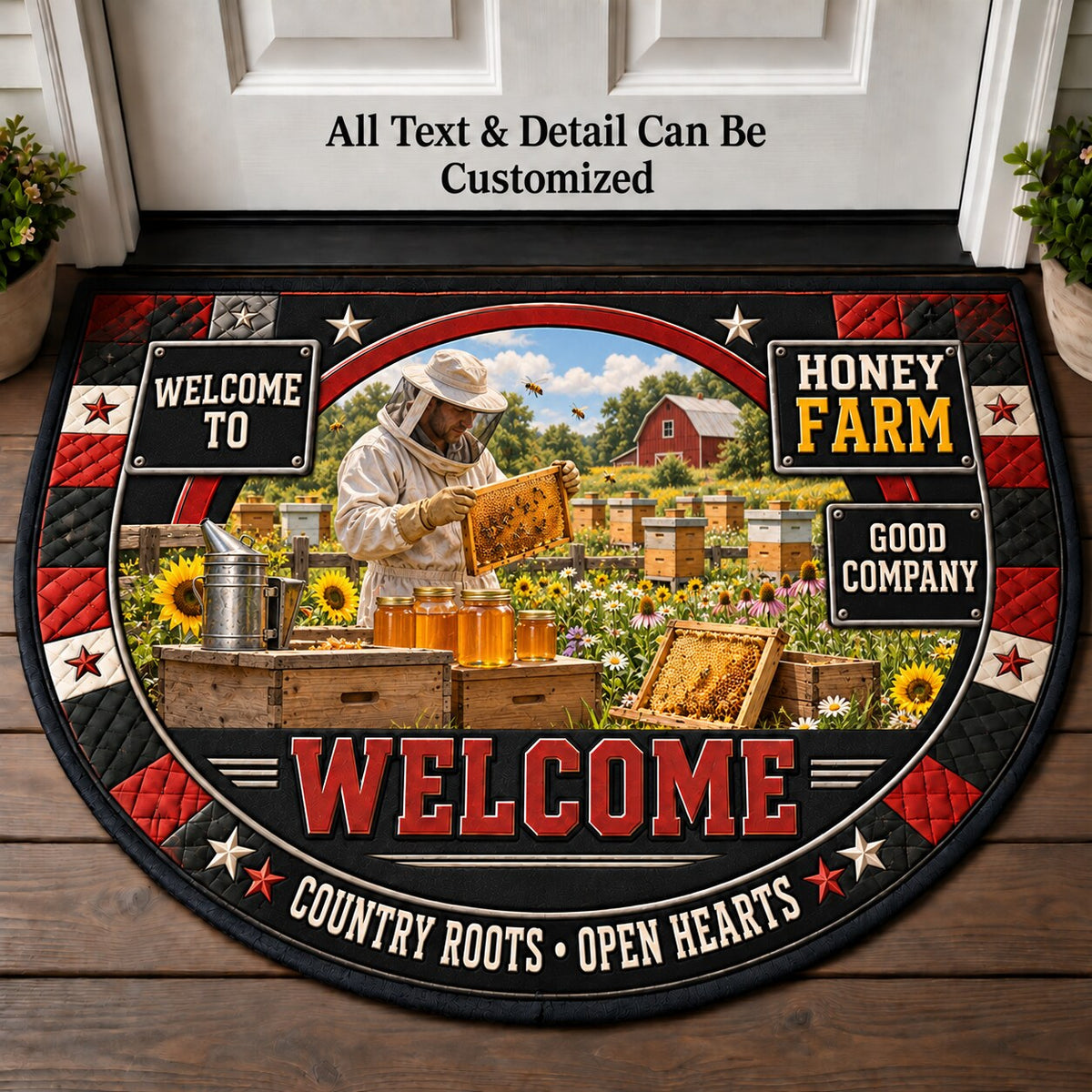 Honey Farm Personalized Half Round Mat | 5To9Vibe