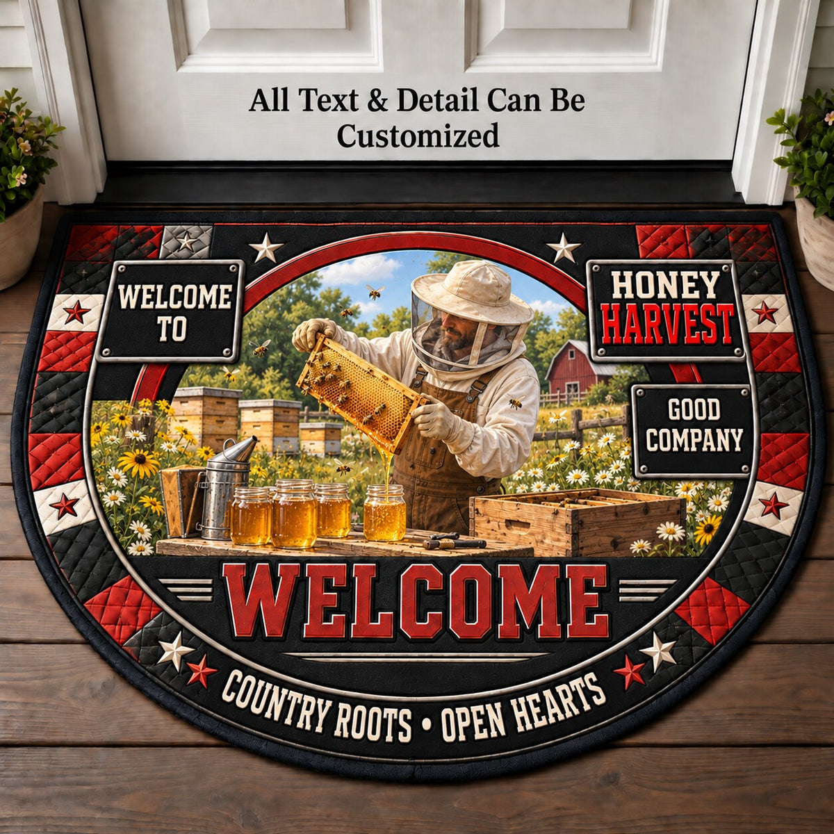 Honey Harvest Personalized Half Round Mat | 5To9Vibe